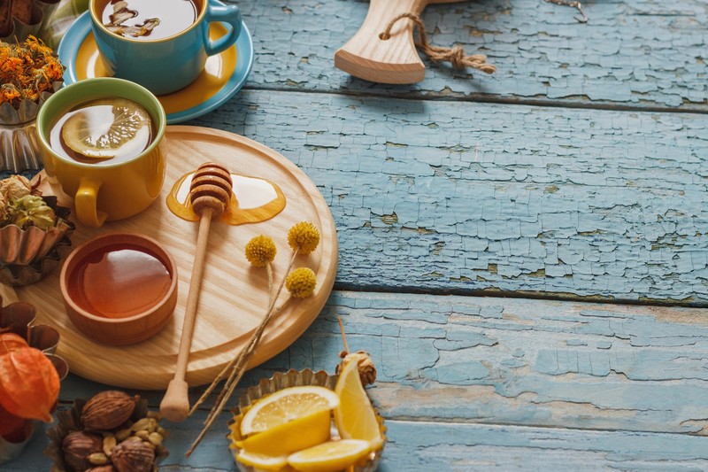 sweets, food, honey, cup, wooden surface