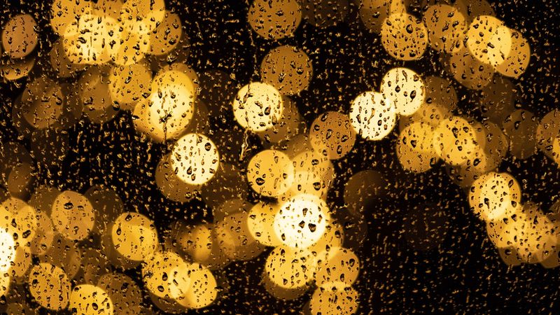 drops, glare, bokeh, moisture, light, glass, rain, 4k