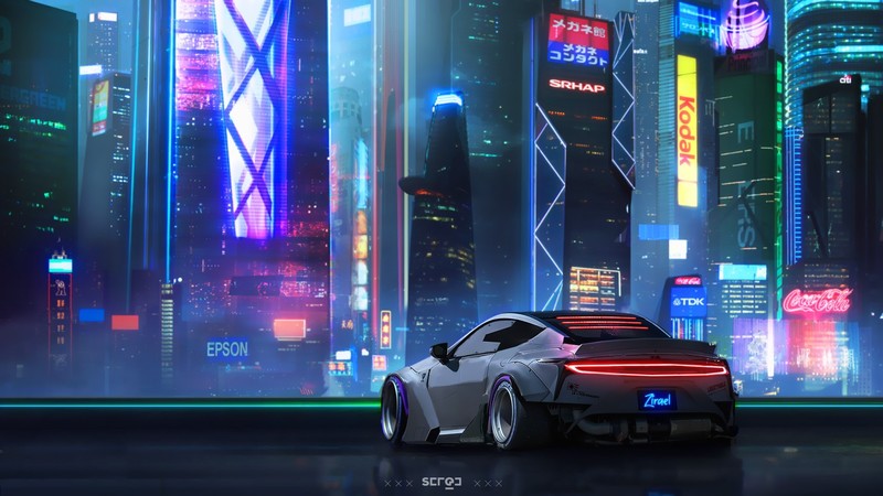futuristic city, cityscape, artwork, car, vehicle