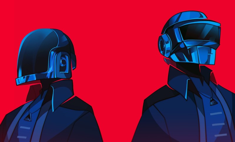 music, Daft Punk, artwork, red background
