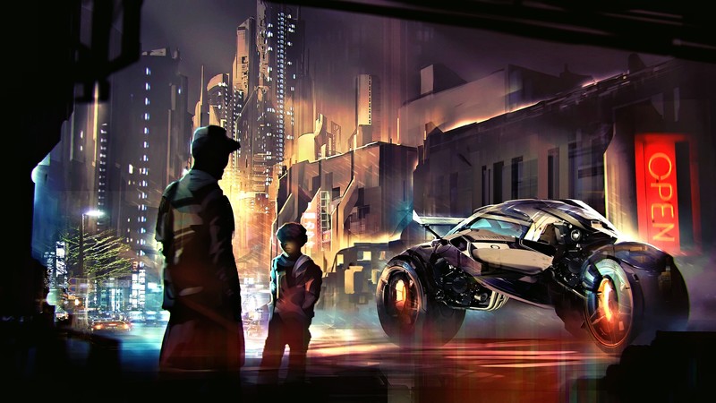 futuristic, science fiction, digital art, concept art, artwork, fantasy art, fan art, 3D, CGI, cyberpunk, cyber, painting, realistic, futuristic city, cityscape, urban, city, night, motorcycle