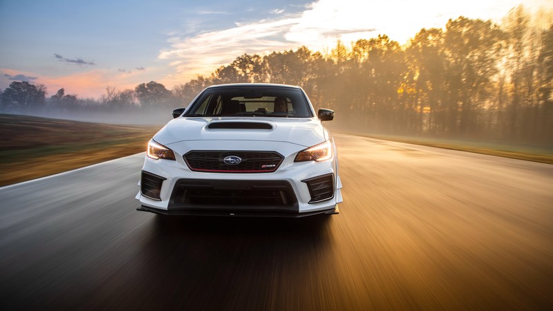 Subaru WRX STI, car, vehicle, road, motion blur