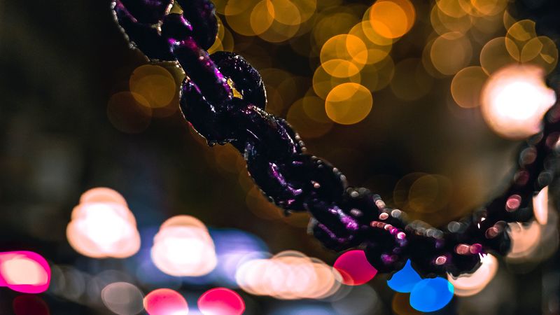 chain, glare, bokeh, light, moisture, 4k