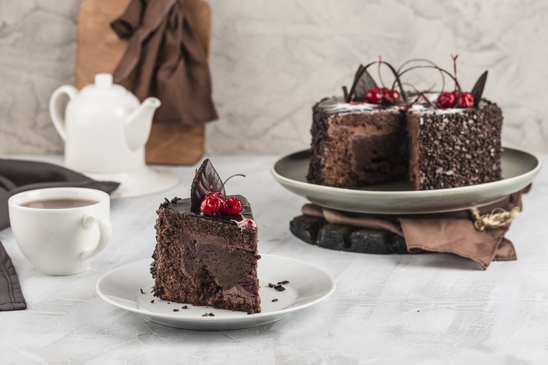 cake, sweets, food, chocolate, cherries