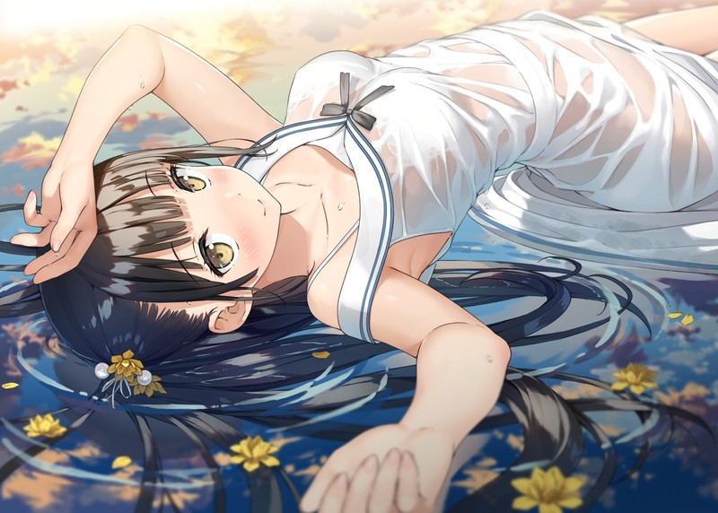 anime, anime girls, digital art, artwork, 2D, portrait, see-through clothing, sun dress