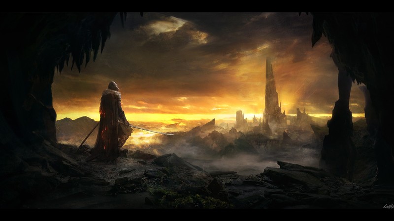 fantasy art, artwork, Dark Souls, cape, video game art, dark souls 3