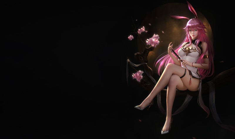 CHUNWHEI LEE, anime girls, legs crossed, simple background, anime, legs, sitting, fantasy girl, pink hair
