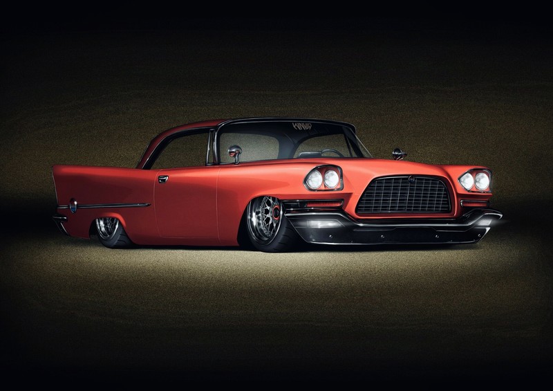 car, artwork, vehicle, red cars, Chrysler, 1957 (Year), Chrysler 300C, Oldtimer, oldtimers