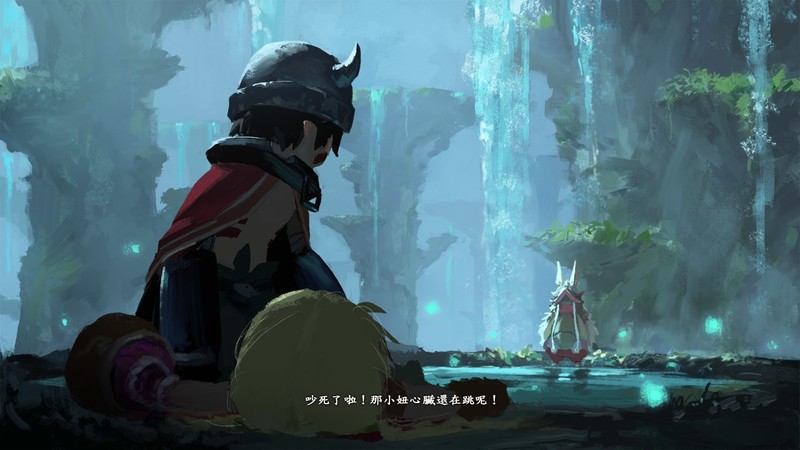 Made in Abyss, anime girls, anime boys, HUD, video game art, blond hair, Regu (Made in Abyss), Riko (Made in Abyss), Nanachi (Made in Abyss), fan art, 2D, concept art