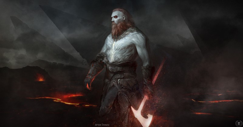 fantasy art, warrior, Fantasy Men, axes, Artem Demura