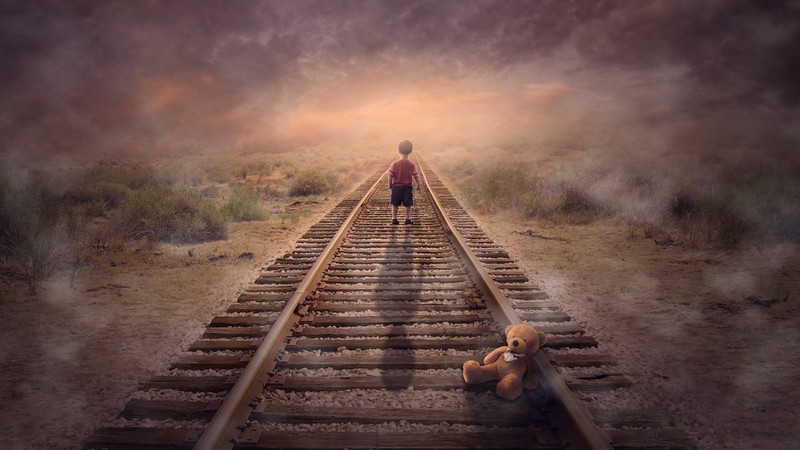 railway, children, teddy bears