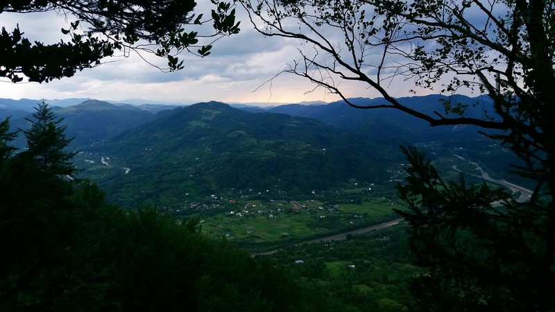 nature, mountains, river, trees, village, forest, clouds, overcast, Ukraine, Carpathians, landscape