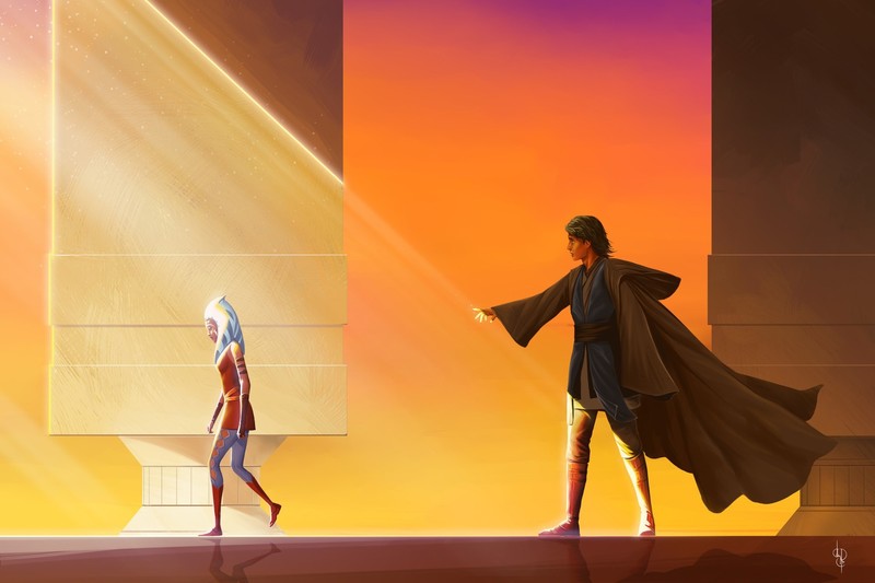 Jedi, Star Wars, artwork, science fiction, Madibek Musabekov, Anakin Skywalker, fan art, Ahsoka Tano
