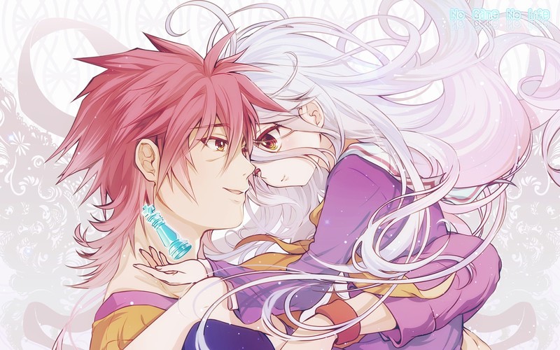 anime, anime girls, Shiro (No Game No Life), No Game No Life, Sora (No Game No Life), white hair, pink hair