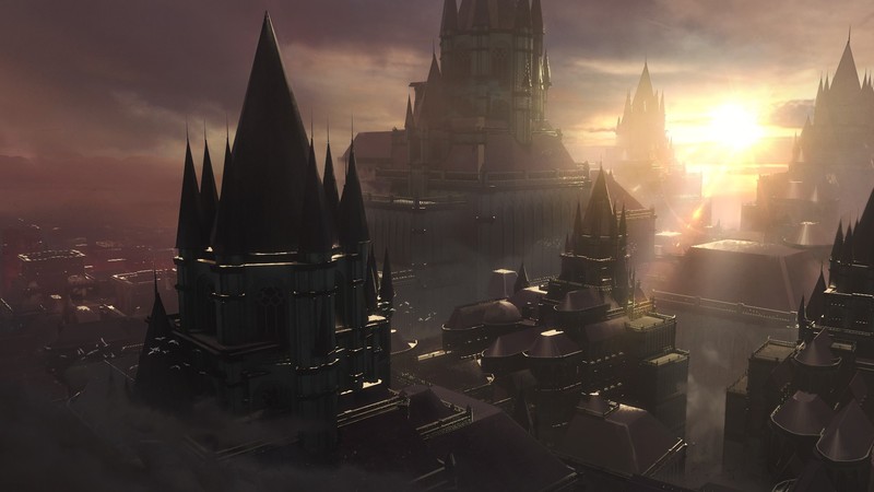 fantasy art, Sun, fantasy city, artwork, cityscape