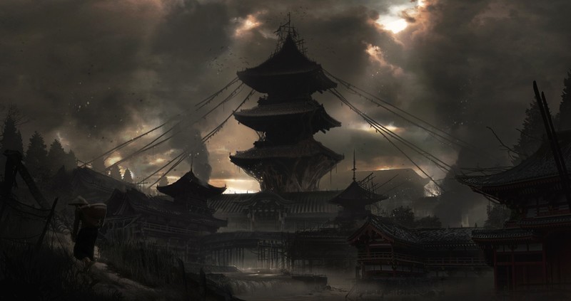 fantasy art, Japan, Asia, artwork, fantasy city