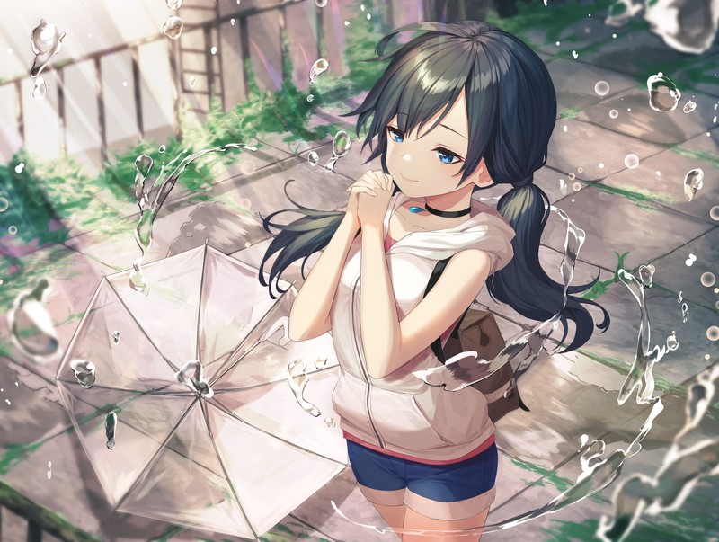 anime, anime girls, digital art, artwork, 2D, high angle, Tenki no Ko, water drops