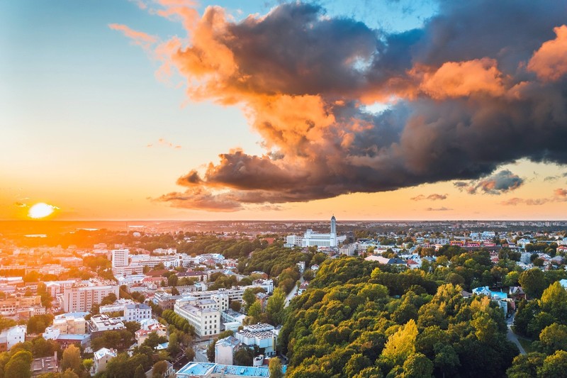 city, cityscape, sunlight, sky, Lithuania, Kaunas