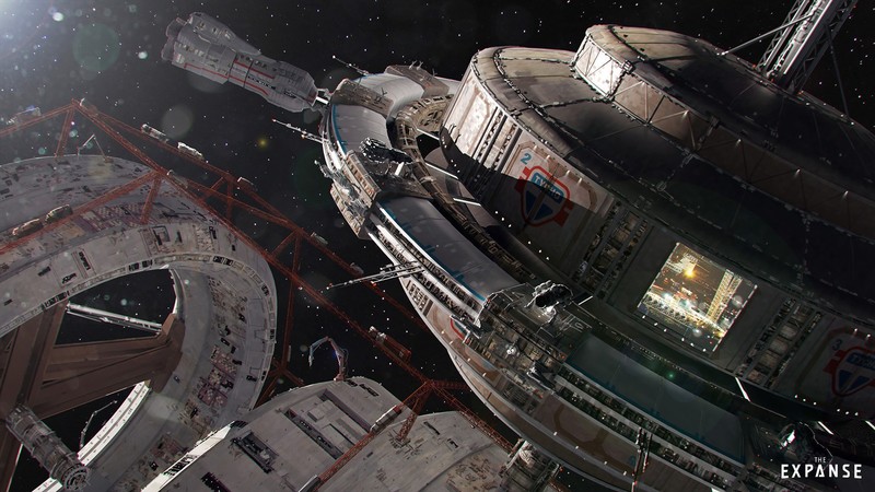 The Expanse, tv series, space, spaceship, space art, concept art, Spaceport, space station, stars