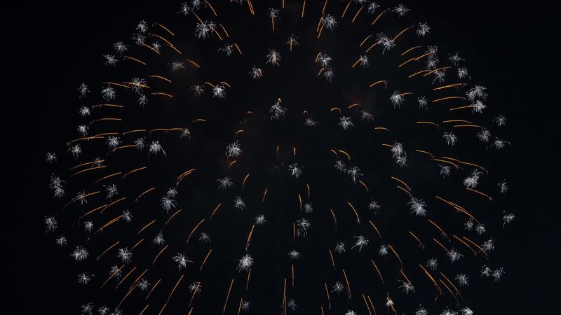 fireworks, sparks, white, dark, holiday, 4k