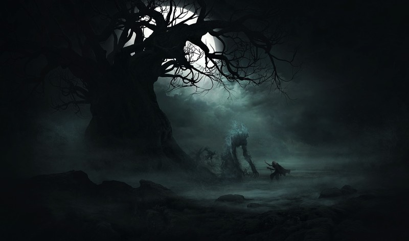 Solomon Kane, Mythic Games, Moon, moonlight, castle, horror, mist, dark, undead