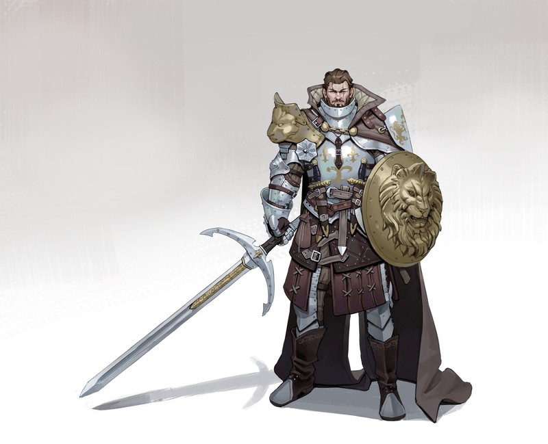 original characters, portrait display, drawing, knight, frontal view, sword