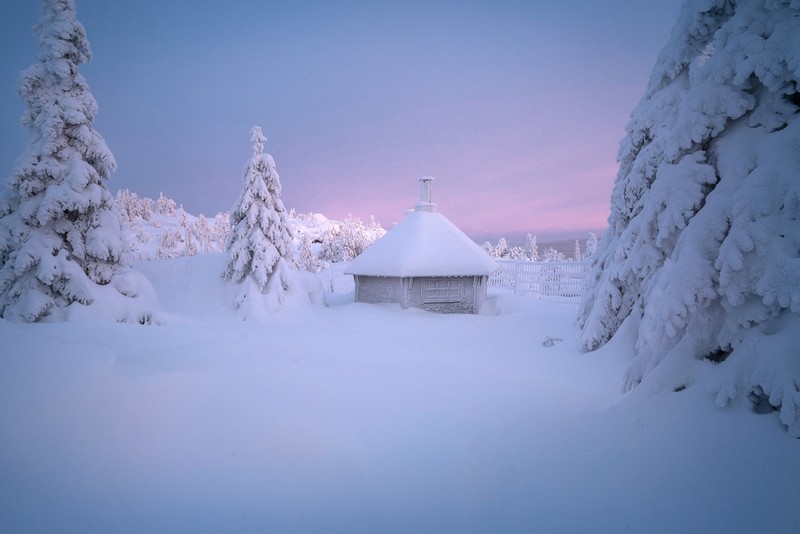 cold, snow, winter, hut, nature