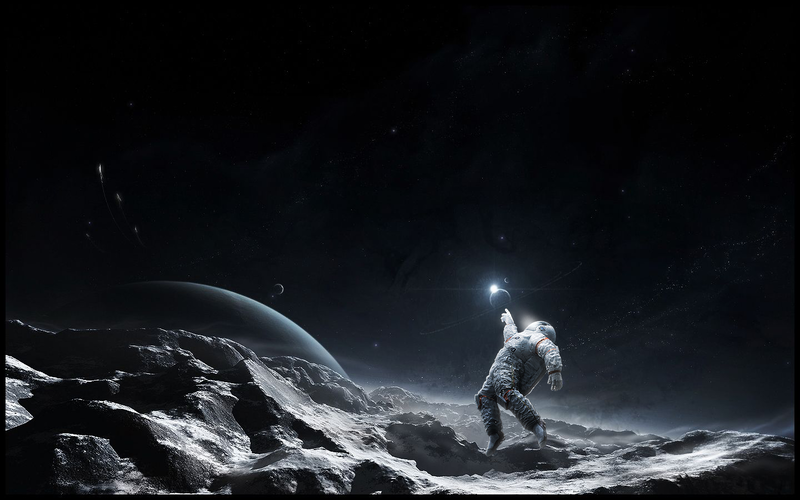 space, astronaut, astronomy, asteroid, planet, Moon, dark, gray, monochrome, Gravity