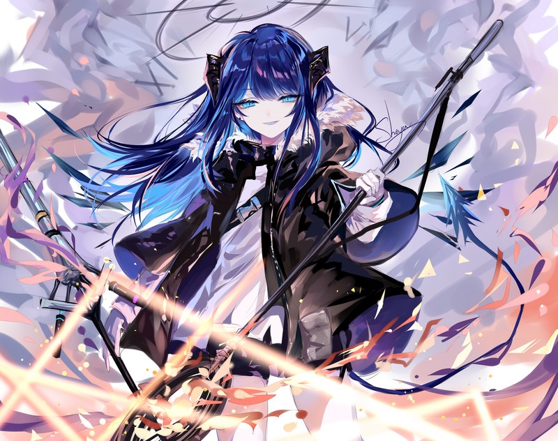 anime, anime girls, digital art, artwork, 2D, portrait, fantasy girl, blue hair, Arknights, Mostima