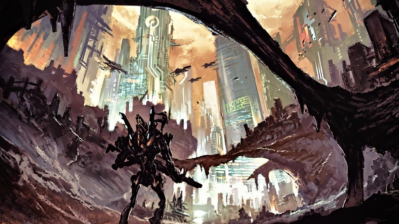 futuristic, science fiction, digital art, concept art, artwork, fantasy art, fan art, 3D, CGI, cyberpunk, cyber, futuristic city, city, cityscape, urban, apocalyptic, low-angle