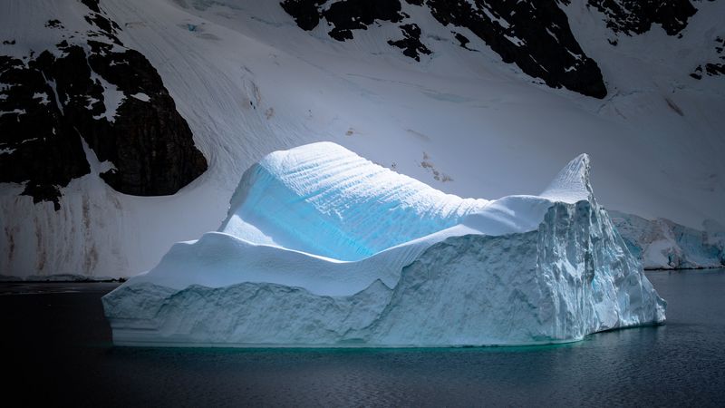 glacier, mountain, snow, antarctica, 4k