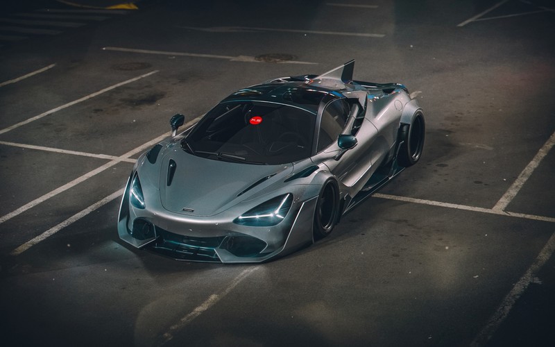 car, vehicle, silver cars, supercars, McLaren, McLaren 720S, high angle, stanced