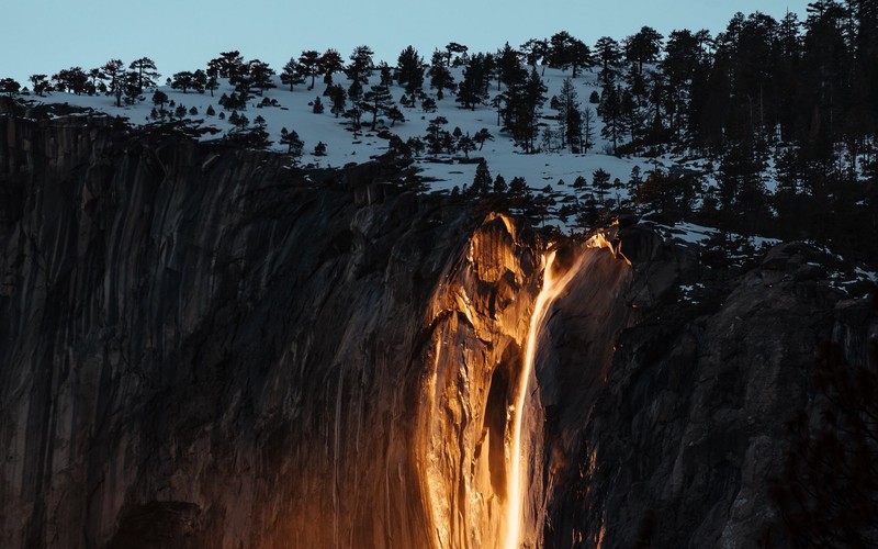 rock, nature, dark, lights, USA, winter