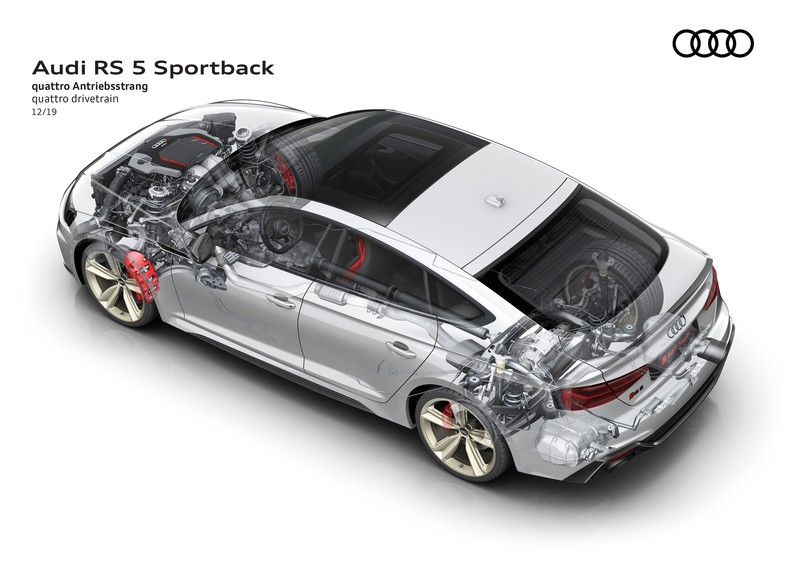 Audi, car, Audi RS5, high angle, cutaway, Cross Section, car parts