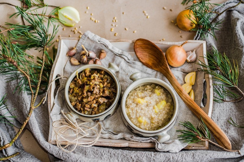 food, Garlic, Onions, spoon, vegetables