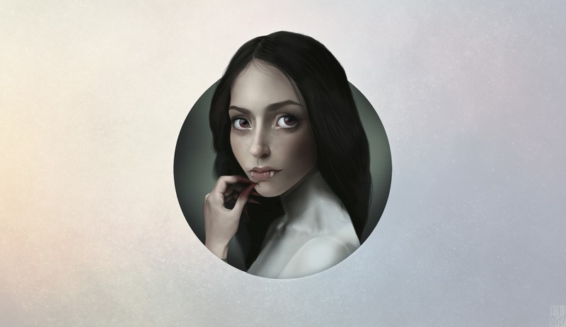 women, artwork, vampires, dark hair, portrait