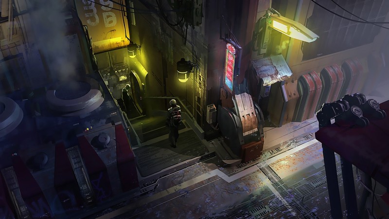 city, urban, artwork, futuristic, Eddie Del Rio, high angle