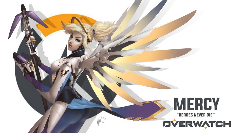Mercy (Overwatch), Overwatch, wings, angel wings, staff