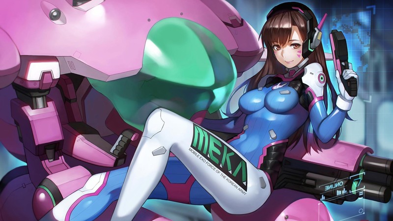 D.Va (Overwatch), Overwatch, bodysuit, anime, mecha girls