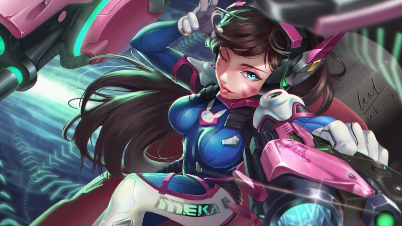 D.Va (Overwatch), Overwatch, bodysuit, high angle
