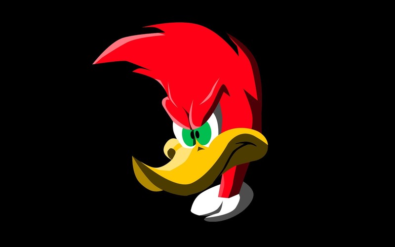 woody woodpecker, minimalism, black background