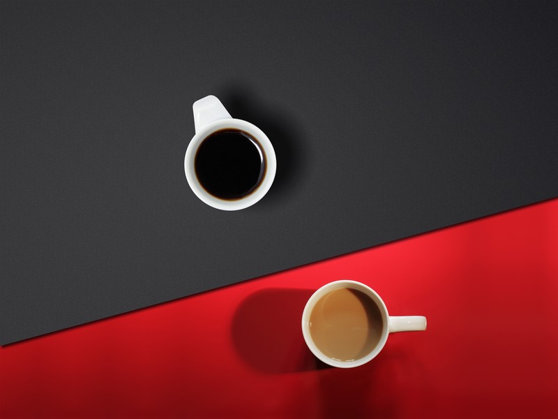 coffee, red, black, minimalism, shadow
