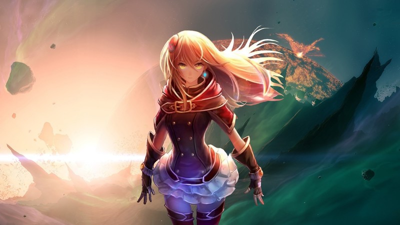 anime, anime girls, fantasy girl, fantasy art, digital art, 2D, artwork, science fiction, Sun, sun rays, frontal view