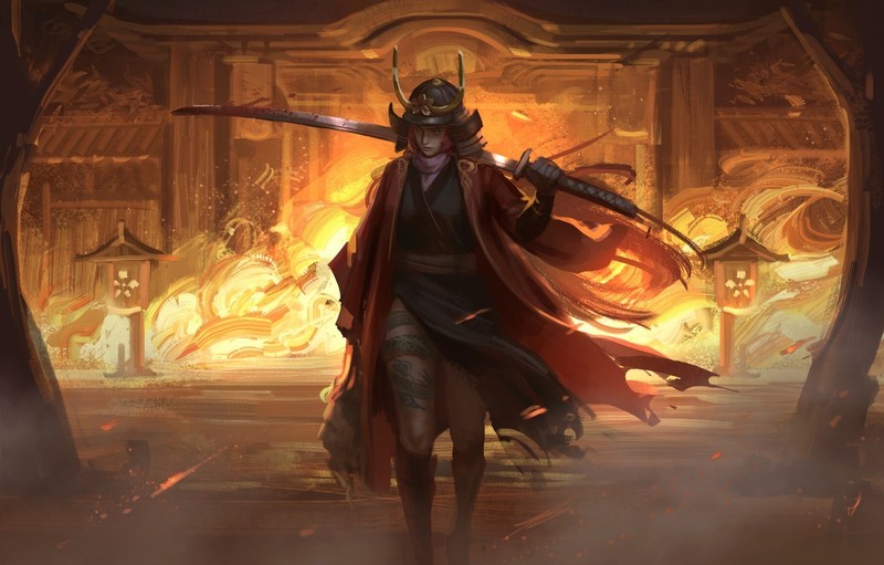 hou china, samurai, katana, women, digital art, character design, warrior girls
