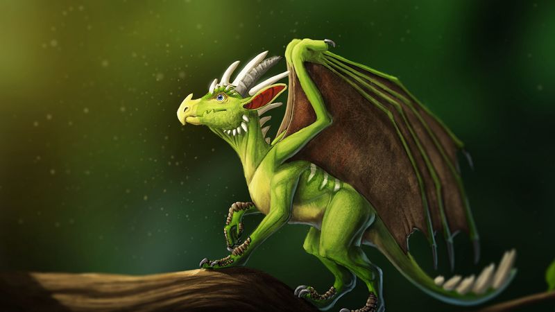 dragon, horns, wings, fantasy, 4k