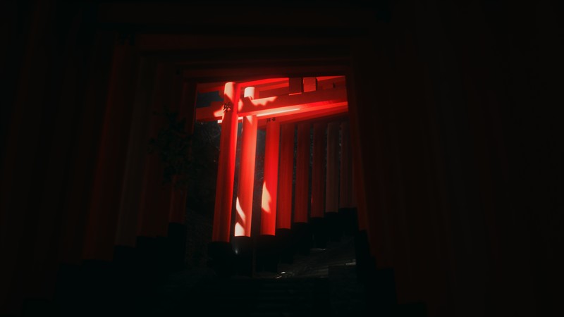 screen shot, video games, Explore Fushimi Inari, Fushimi Inari-taisha, dark, torii, red