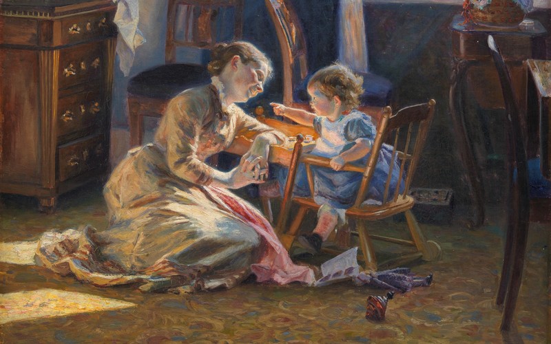 1888 (Year), artwork, painting, children, baby, Mother, Viggo Pedersen