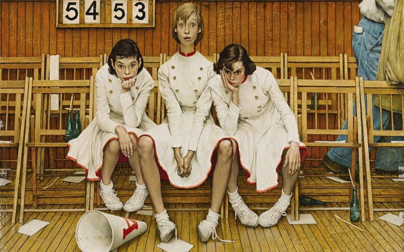 1952 (Year), artwork, women, group of women, Norman Rockwell, numbers, sitting, frontal view