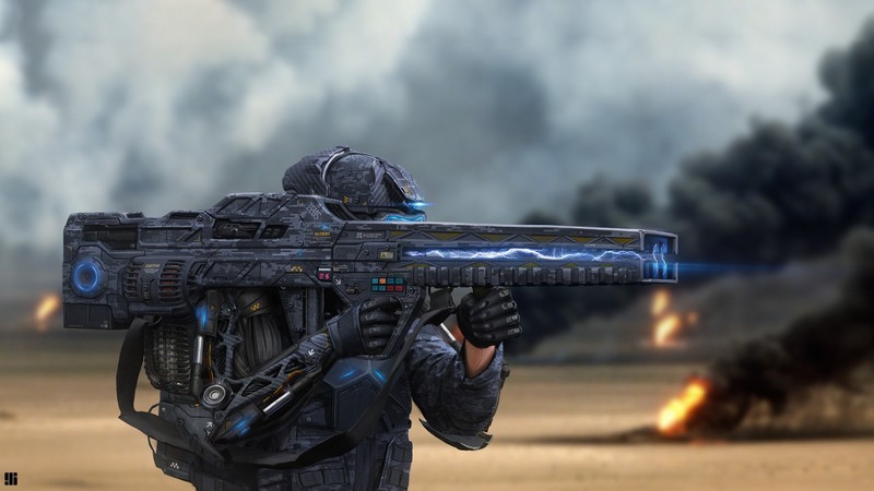 weapon, science fiction, artwork, soldier, military, Ivan Sevic