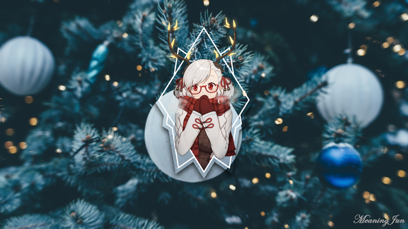 Christmas, anime, anime girls, picture-in-picture, 2D, MeaningJun, Christmas ornaments, SPAS-12 (Girls Frontlines)